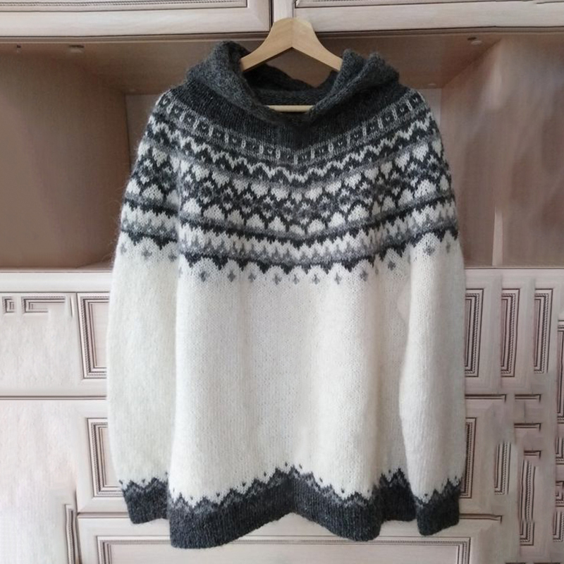 Felpa con cappuccio jacquard vintage Fairman Island