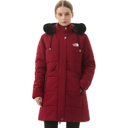 Parka da donna in pelliccia sintetica foderato in pile spesso con cappuccio staccabile