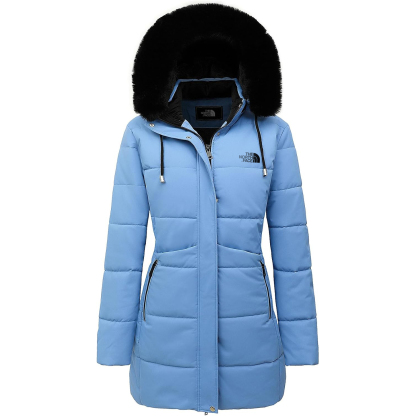 Parka da donna in pelliccia sintetica foderato in pile spesso con cappuccio staccabile