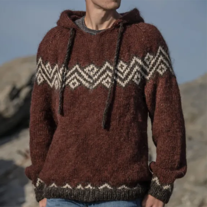 Felpa con cappuccio jacquard lavorata a maglia Urdan Jakke vintage (unisex)