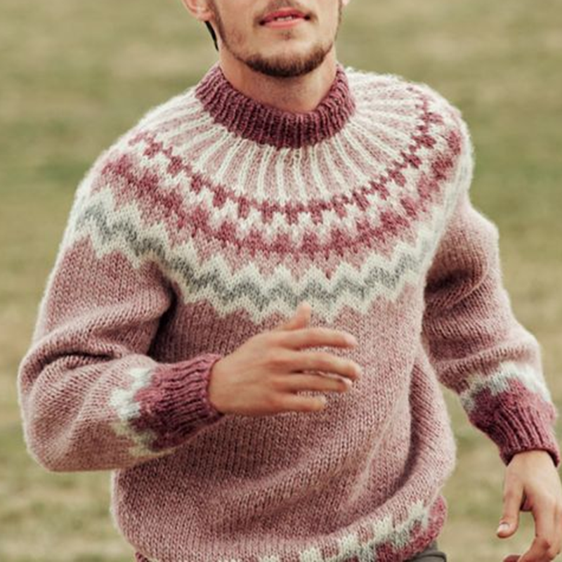 Maglione girocollo lavorato a maglia jacquard dall'Islanda