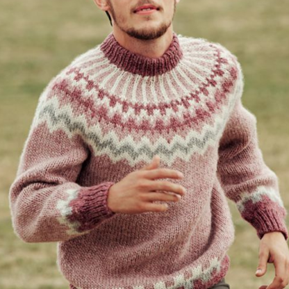 Maglione girocollo lavorato a maglia jacquard dall'Islanda