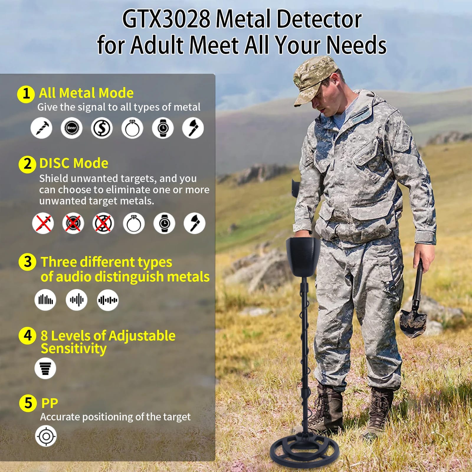 The GT3028 underground metal detector can perform multifunctional detection on various types of terrain.