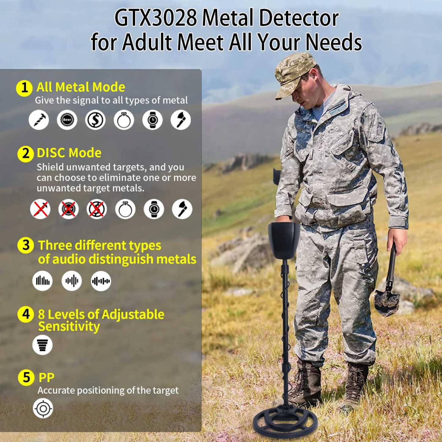 The GT3028 underground metal detector can perform multifunctional detection on various types of terrain.