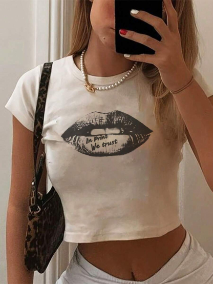 [Copy]Hip-Hop Art Lips Slim Tee