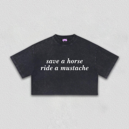 Ride A Mustache Crop Tee