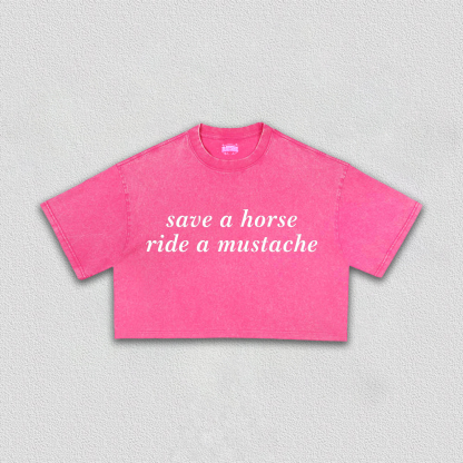Ride A Mustache Crop Tee