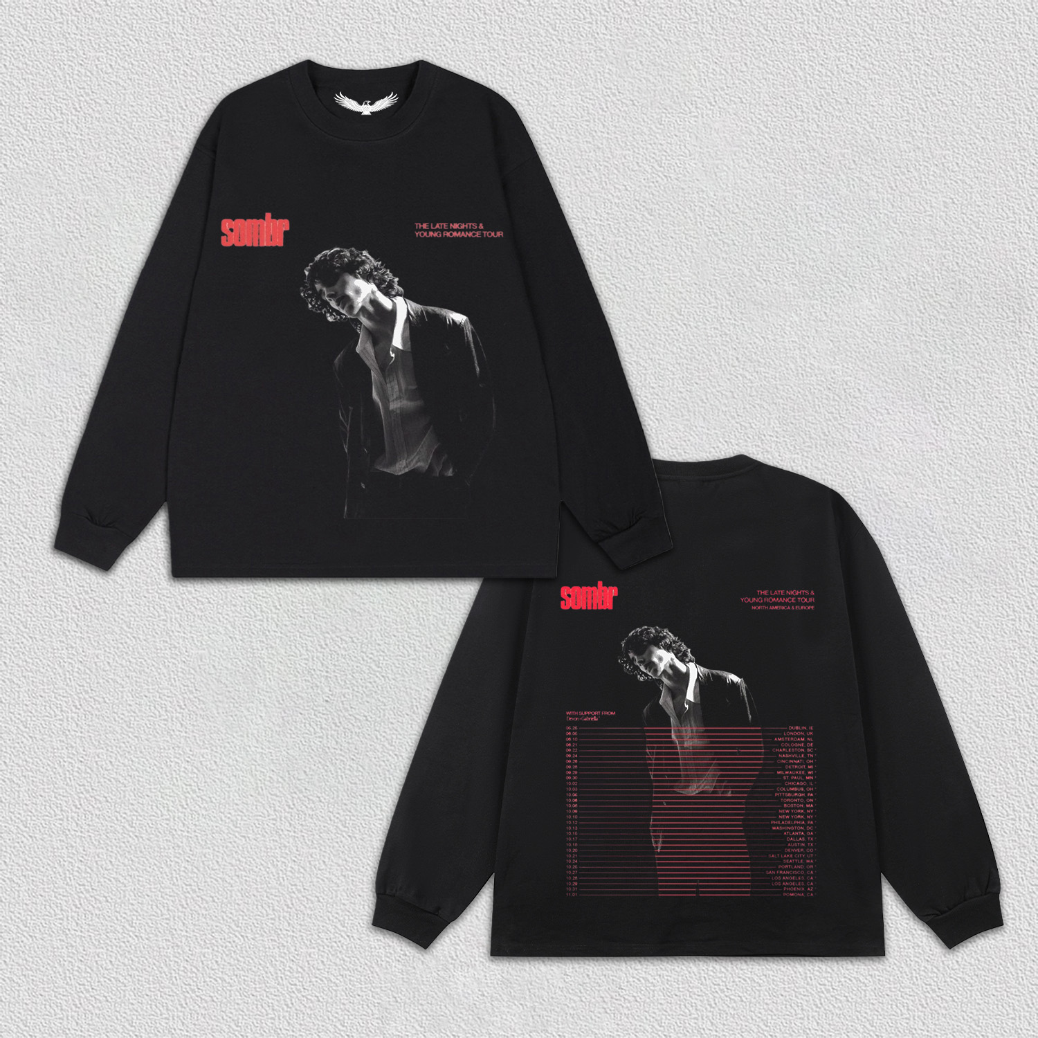 Sombr THE LATE NIGHTS & YOUNG ROMANCE TOUR Tee