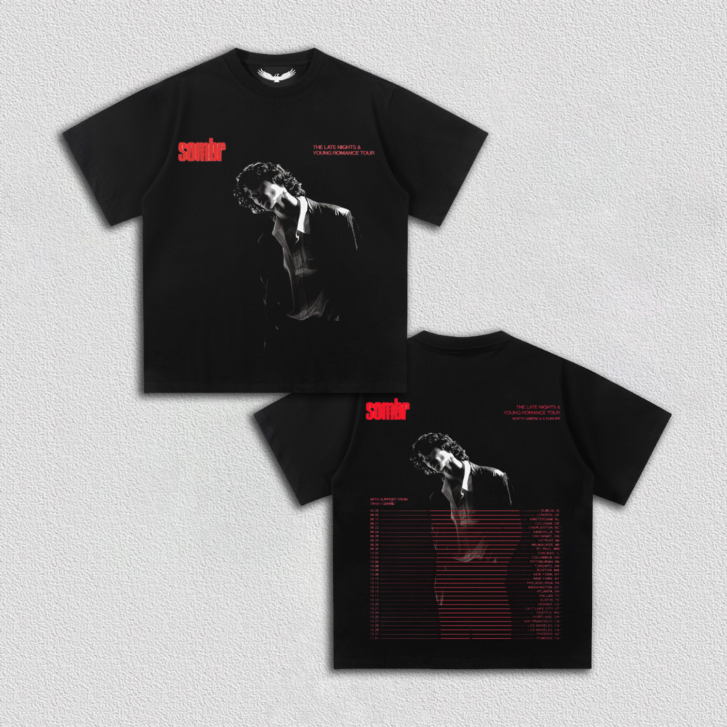 Sombr THE LATE NIGHTS & YOUNG ROMANCE TOUR Tee