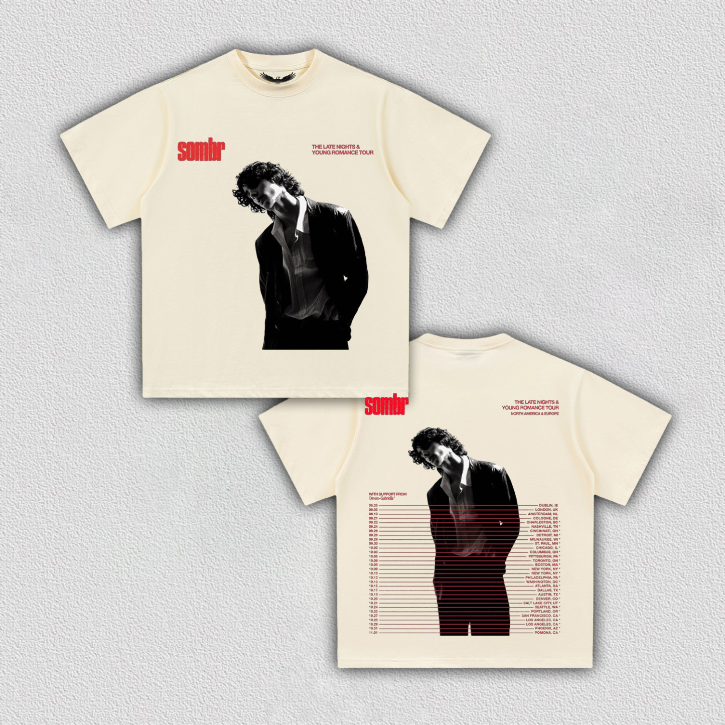 Sombr THE LATE NIGHTS & YOUNG ROMANCE TOUR Tee