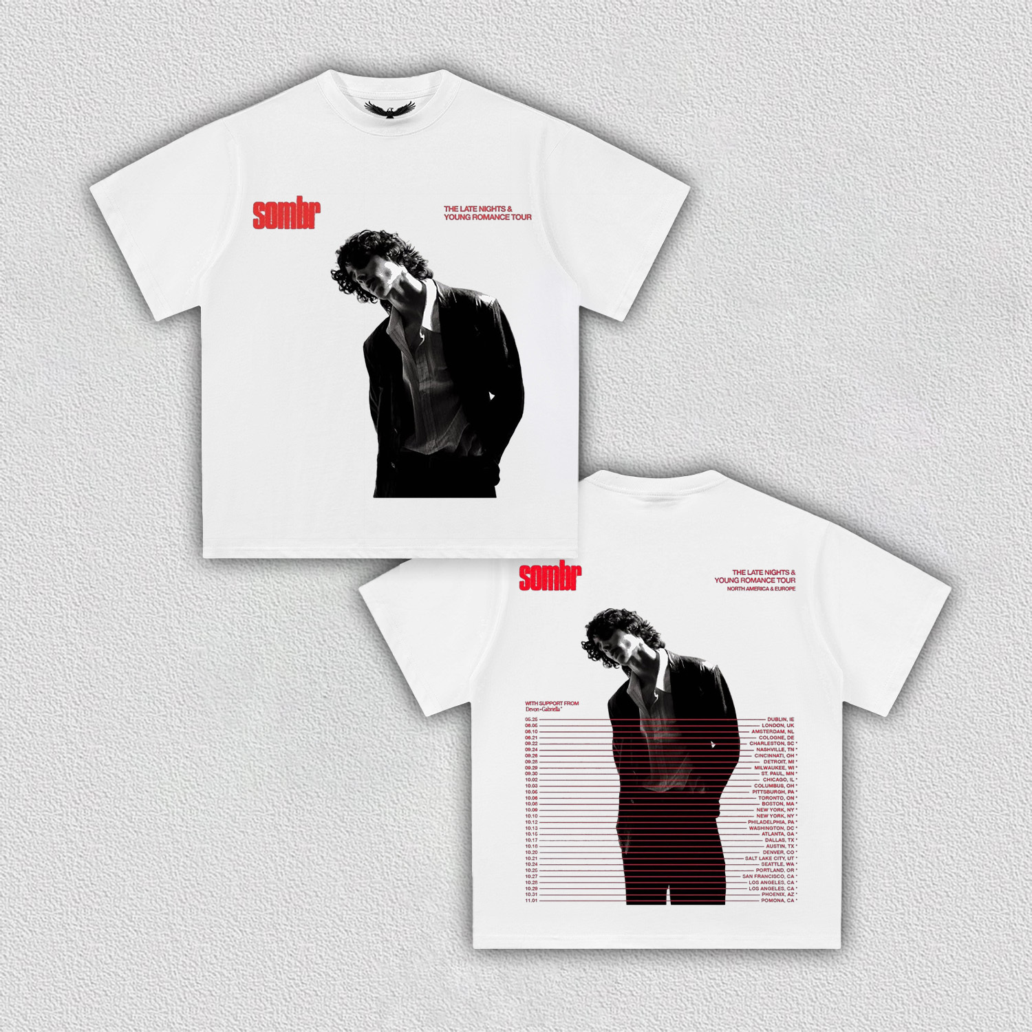Sombr THE LATE NIGHTS & YOUNG ROMANCE TOUR Tee