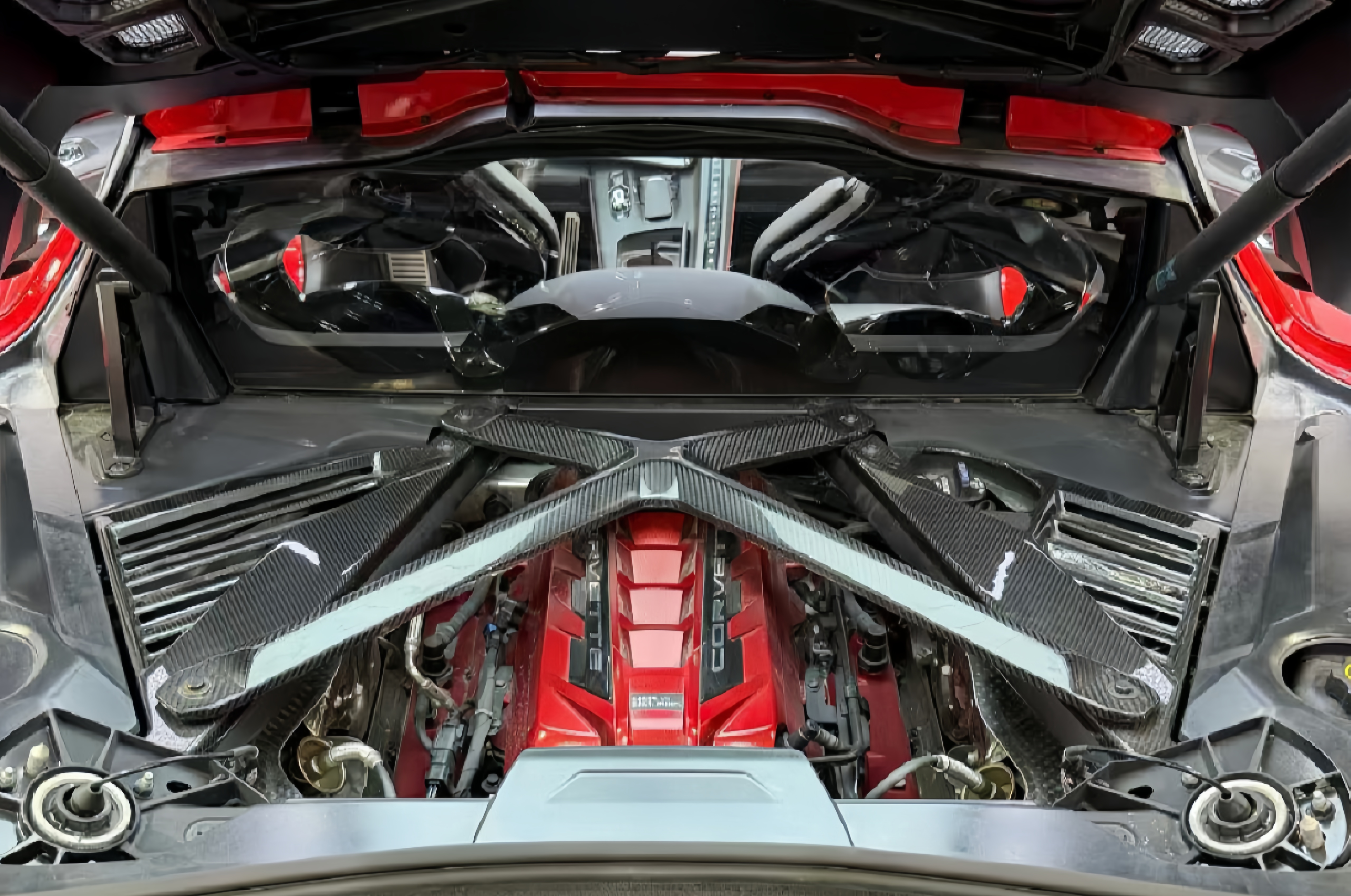 Dry Carbon Fiber X Strut Bar For Chevy Corvette C8 Upgrades X-Brace
