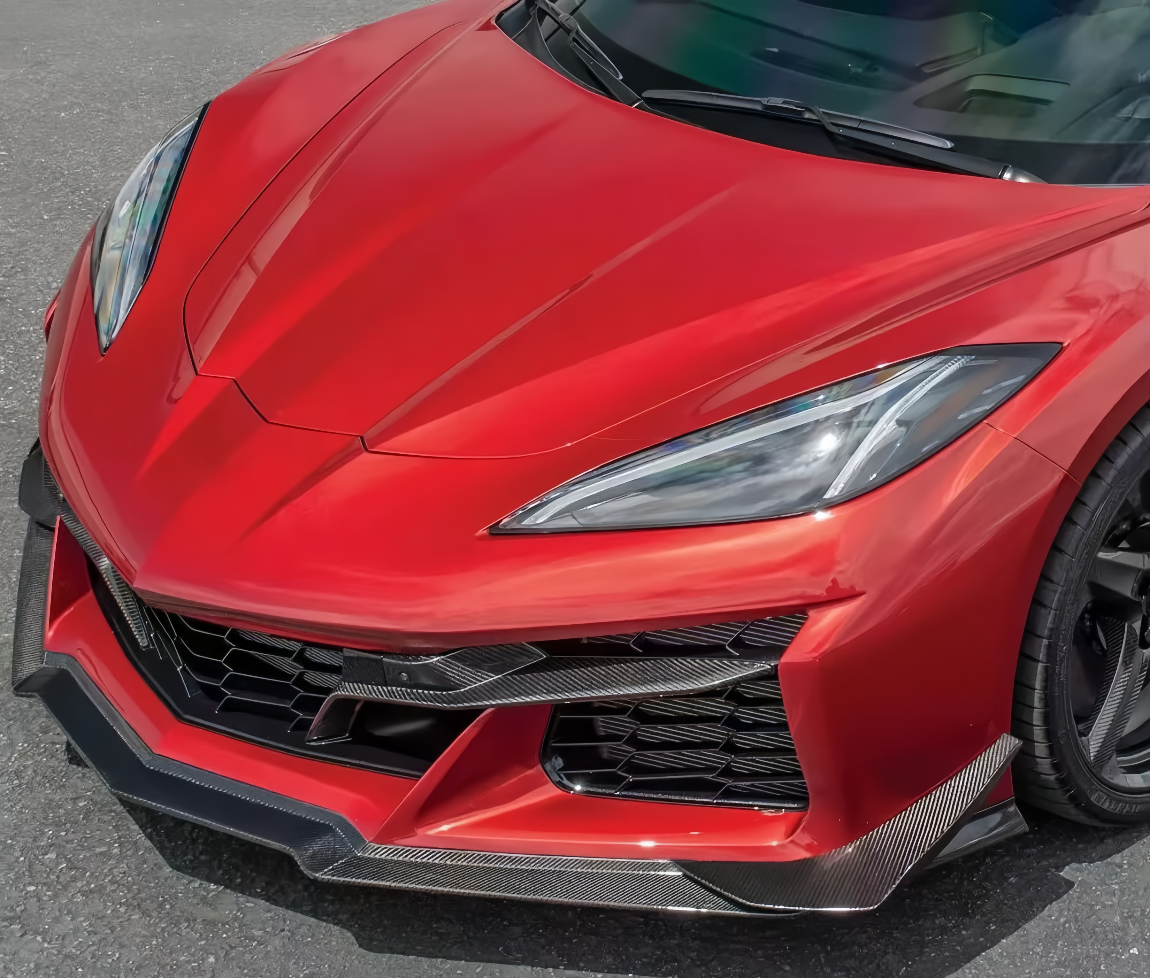 For Chevy Corvette C8 Z06 Carbon Fiber Front Air Vent Trims Kit - OEM Style