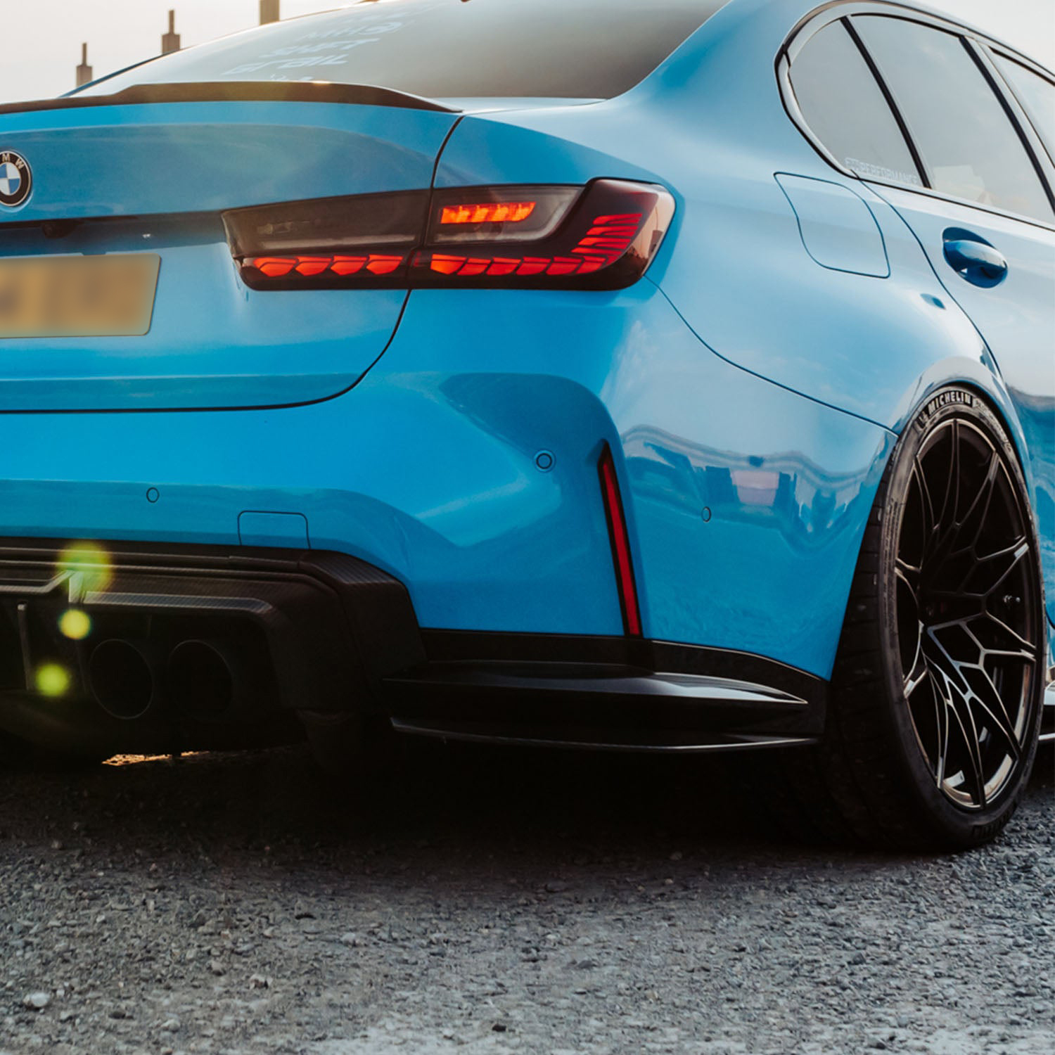 MHC+ BMW M3/M4 DF1 LED Rear Diffuser In Gloss Pre Preg Carbon Fibre (G80/G81/G82/G83)-CCO