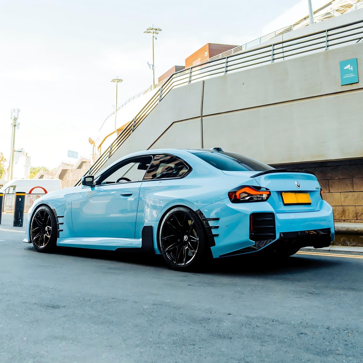 MHC+ BMW M2 G87 Performance Style Rear Rear Bumper Inserts In Pre Preg Gloss Carbon Fibre (G87)-CCO