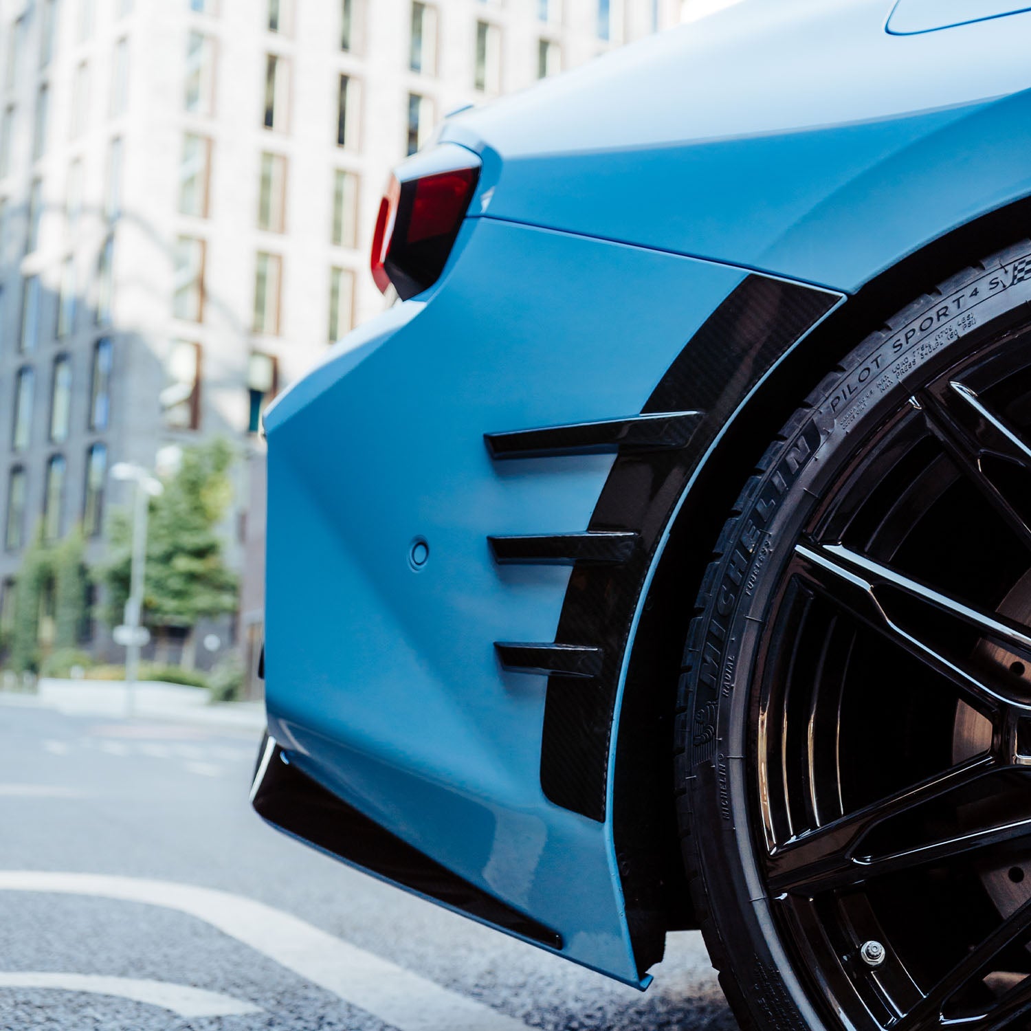 MHC+ BMW M2 G87 Performance Style Rear Side Fender Trims In Pre Preg Gloss Carbon Fibre (G87)-CCO