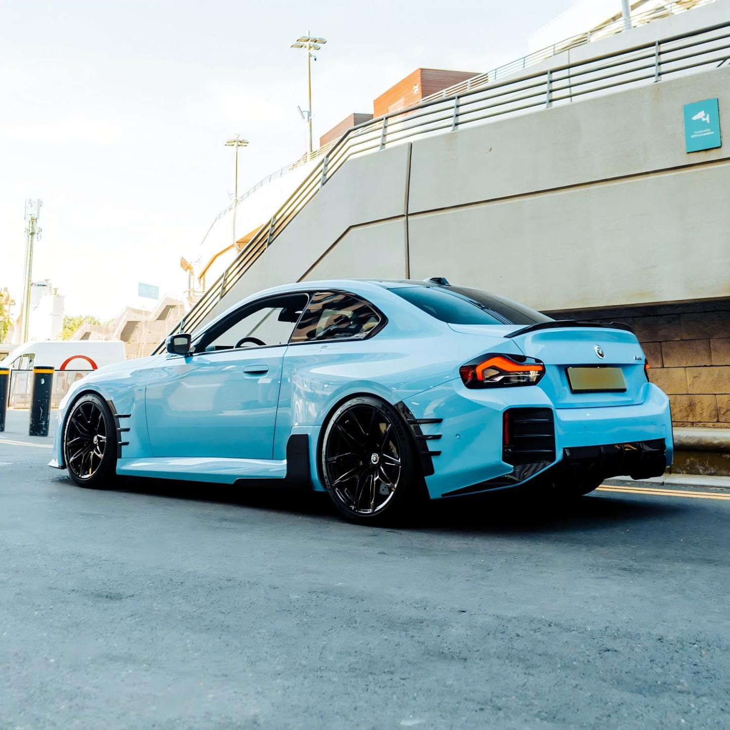 MHC+ BMW M2 G87 Performance Style Rear Side Fender Trims In Pre Preg Gloss Carbon Fibre (G87)-CCO