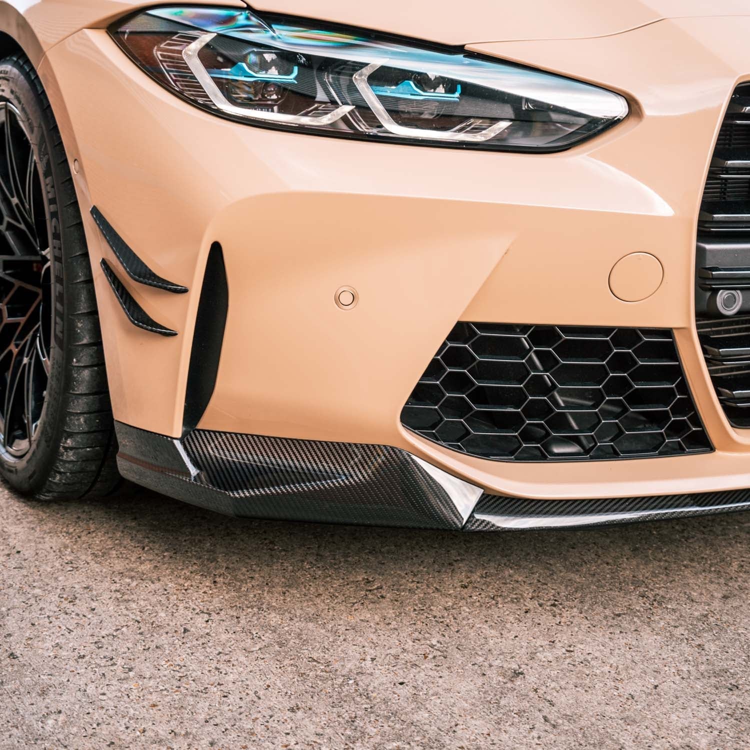 MHC+ BMW M3/M4 Performance Style Front Splitter In Pre Preg Carbon Fibre (G80/G81/G82/G83)-CCO