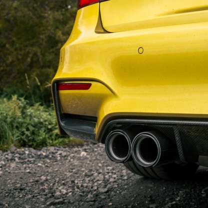 MHC+ BMW M3/M4 Rear Bumper Inserts In Gloss Pre Preg Carbon Fibre (F80/F82/F83)-CCO