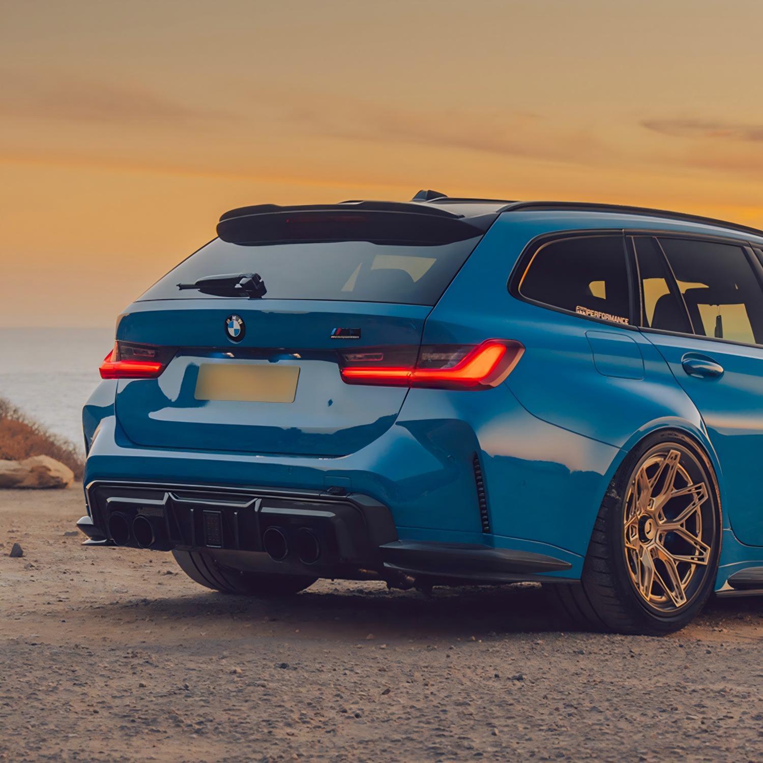 MHC+ BMW M3/M4 DF1 LED Rear Diffuser In Gloss Pre Preg Carbon Fibre (G80/G81/G82/G83)-CCO