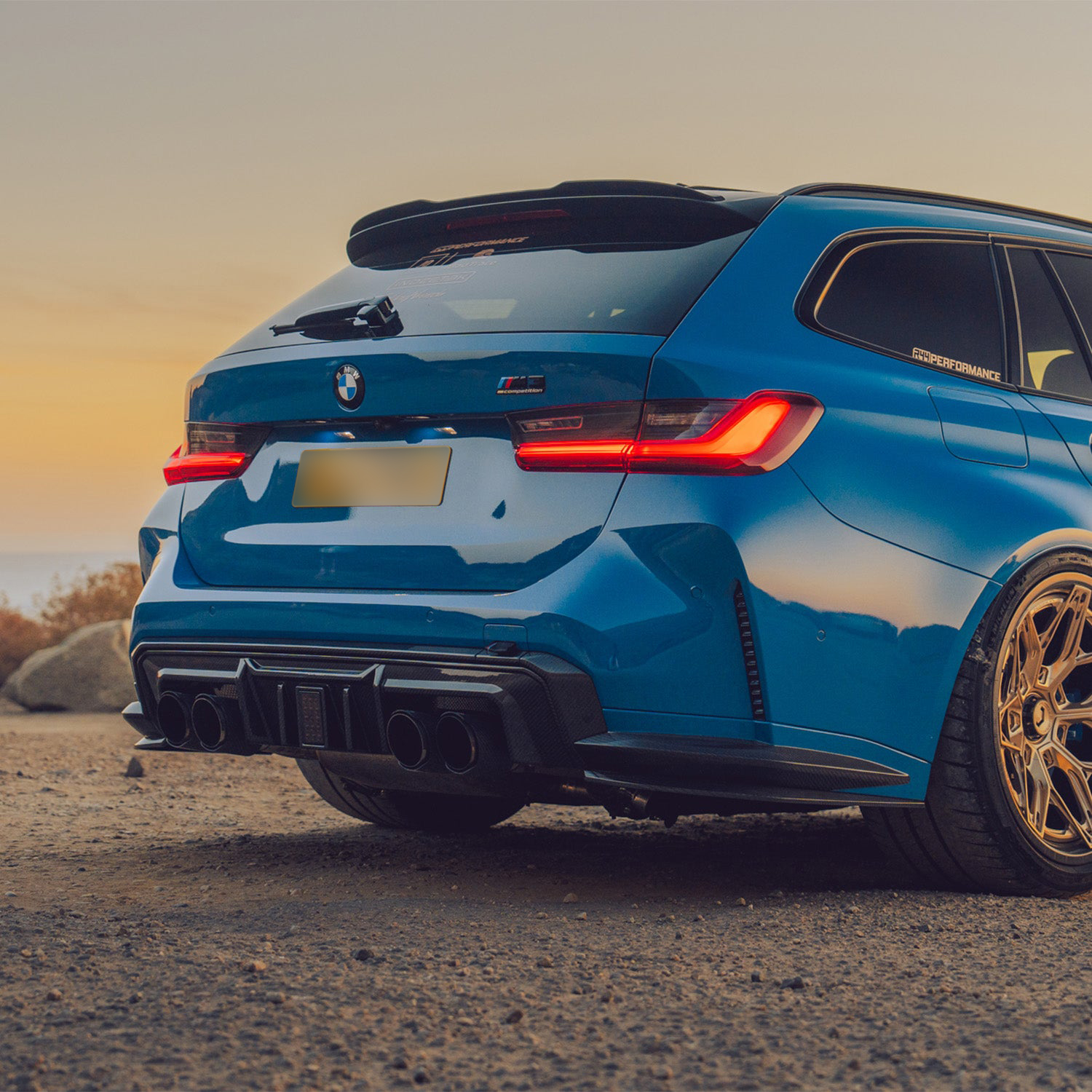MHC+ BMW M3/M4 DF1 LED Rear Diffuser In Gloss Pre Preg Carbon Fibre (G80/G81/G82/G83)-CCO