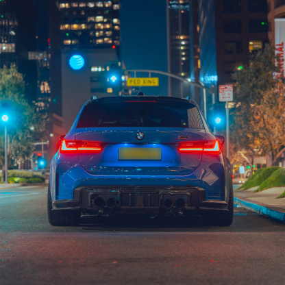 MHC+ BMW M3/M4 DF1 LED Rear Diffuser In Gloss Pre Preg Carbon Fibre (G80/G81/G82/G83)-CCO