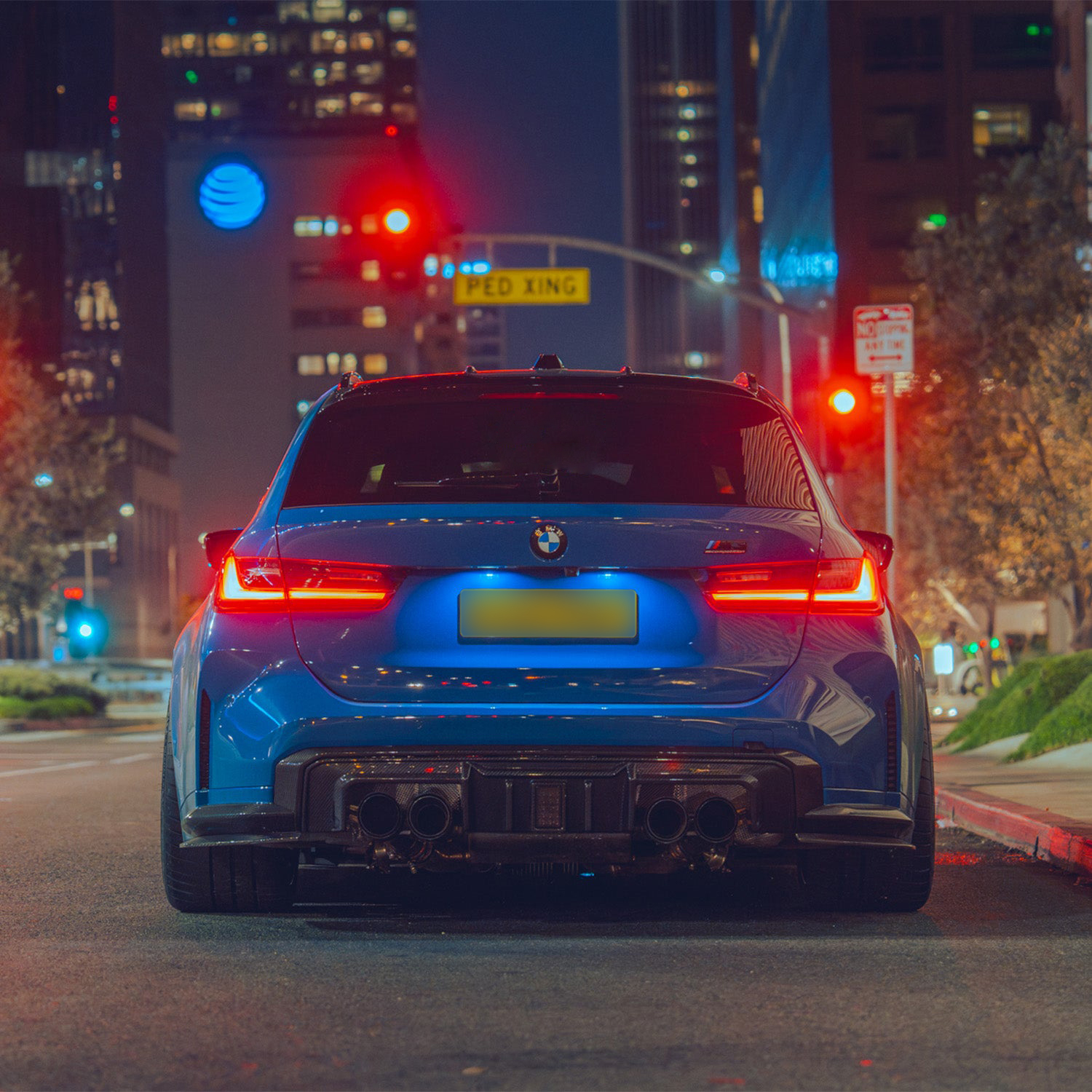 MHC+ BMW M3/M4 DF1 LED Rear Diffuser In Gloss Pre Preg Carbon Fibre (G80/G81/G82/G83)-CCO
