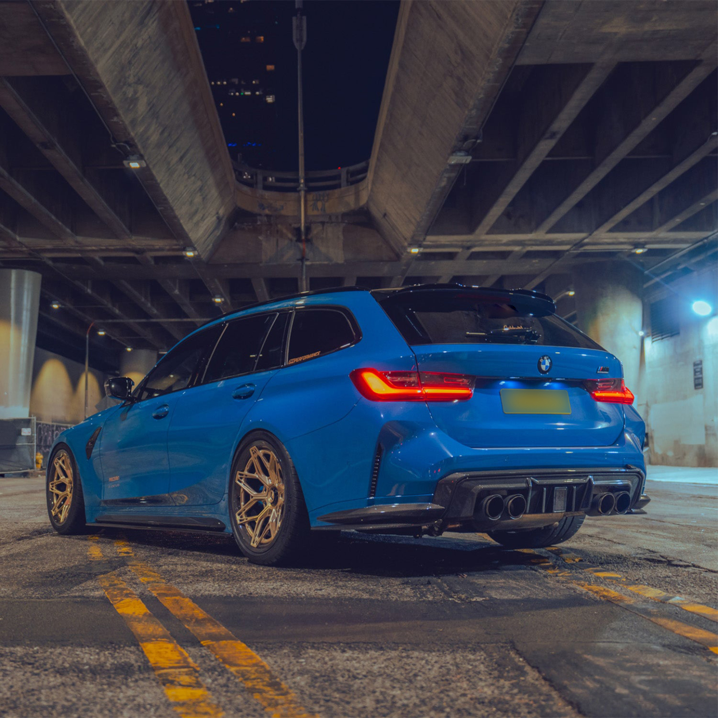 MHC+ BMW M3/M4 DF1 LED Rear Diffuser In Gloss Pre Preg Carbon Fibre (G80/G81/G82/G83)-CCO