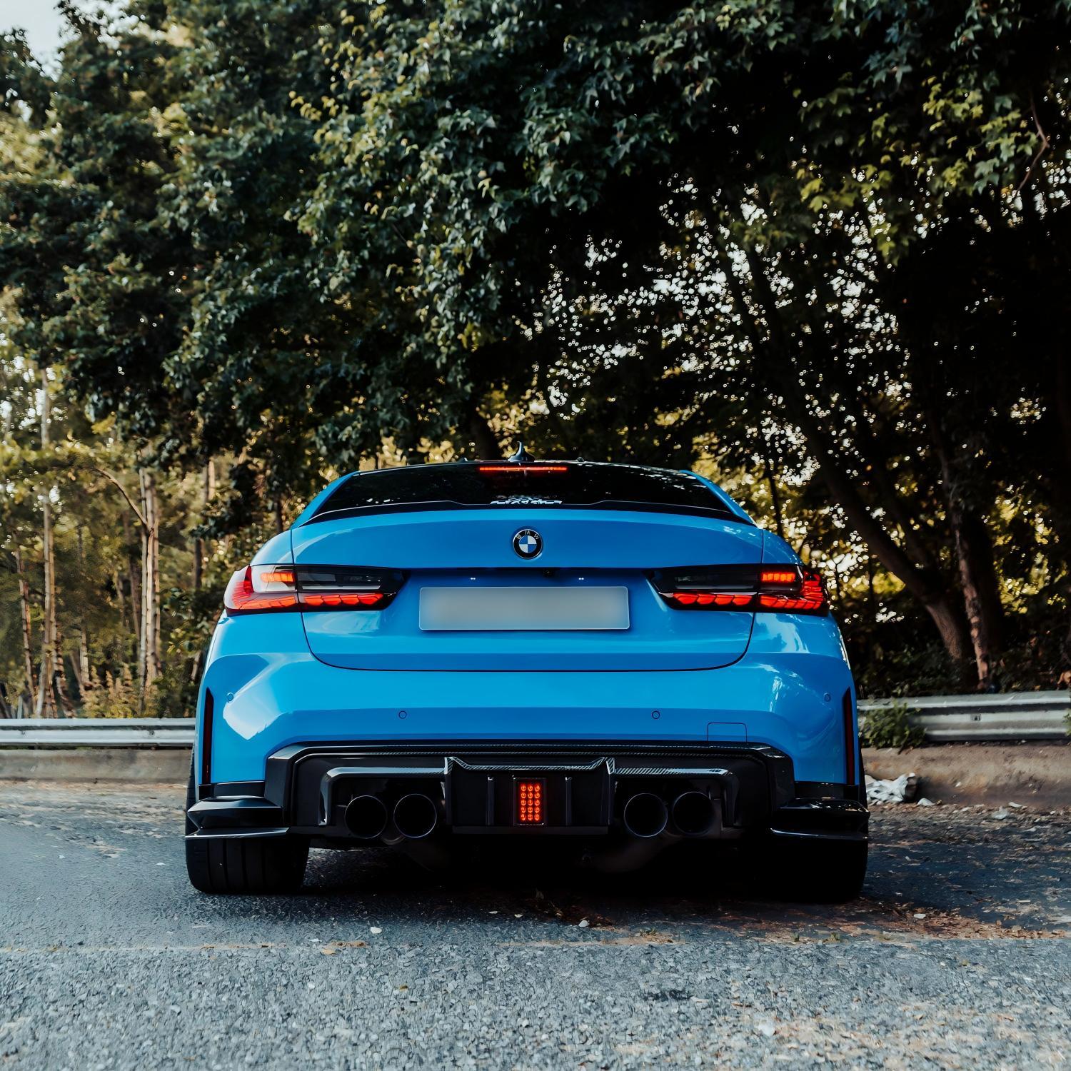 MHC+ BMW M3/M4 DF1 LED Rear Diffuser In Gloss Pre Preg Carbon Fibre (G80/G81/G82/G83)-CCO