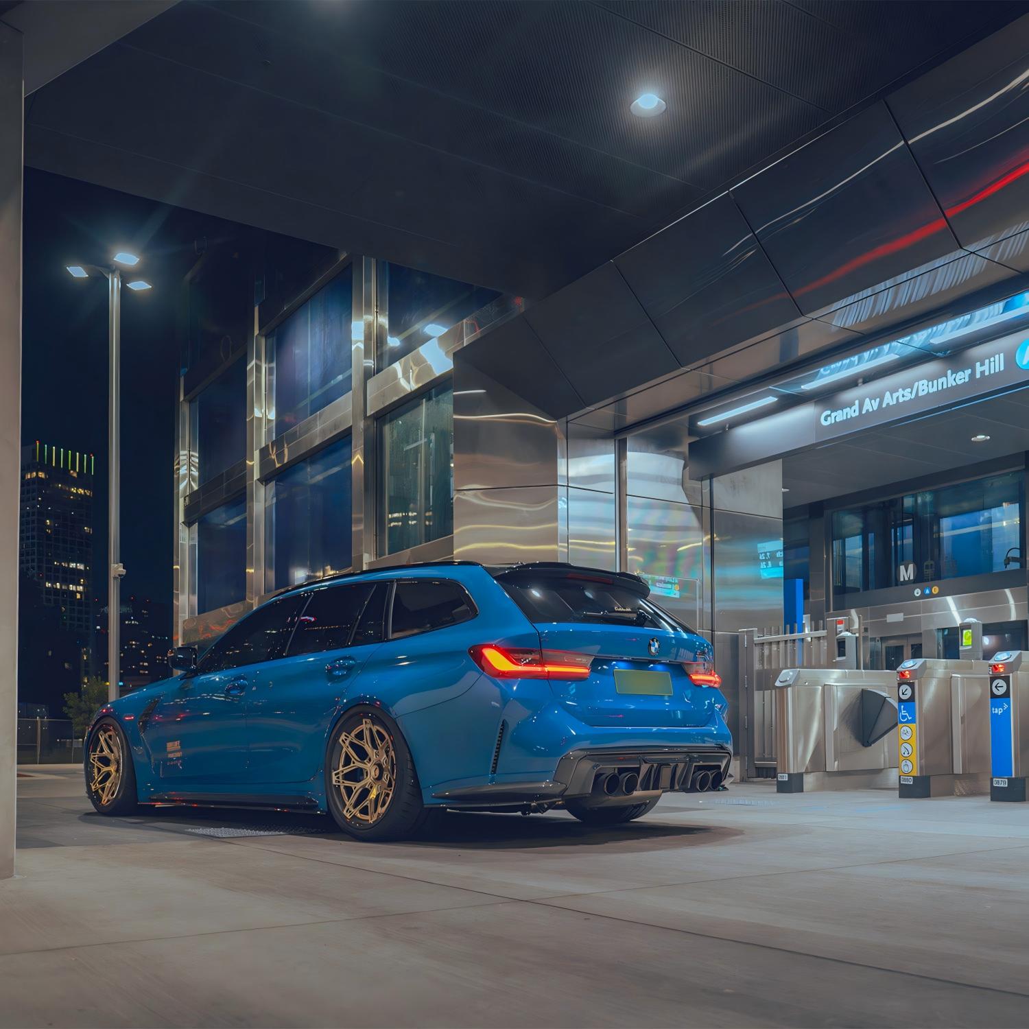 MHC+ BMW M3/M4 DF1 LED Rear Diffuser In Gloss Pre Preg Carbon Fibre (G80/G81/G82/G83)-CCO