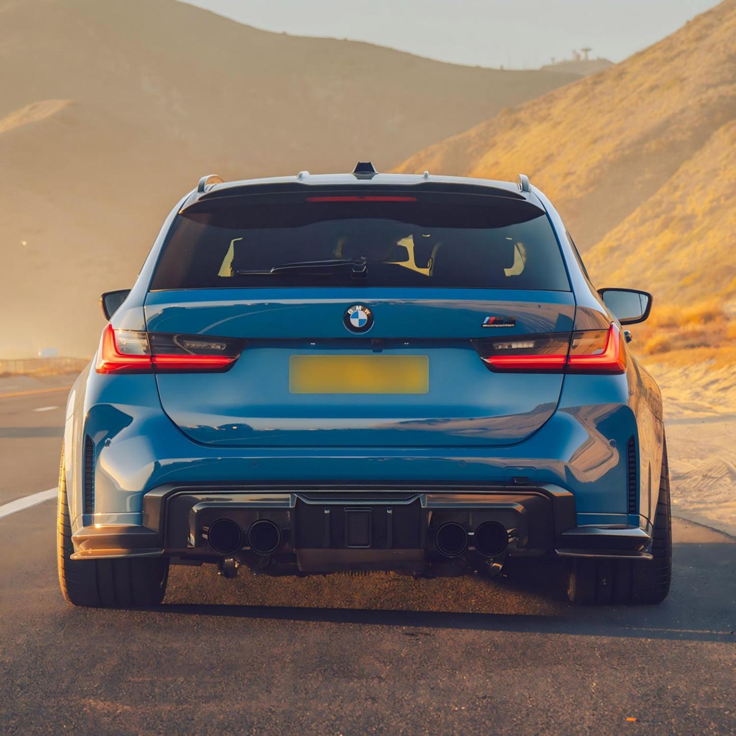 MHC+ BMW M3/M4 DF1 LED Rear Diffuser In Gloss Pre Preg Carbon Fibre (G80/G81/G82/G83)-CCO