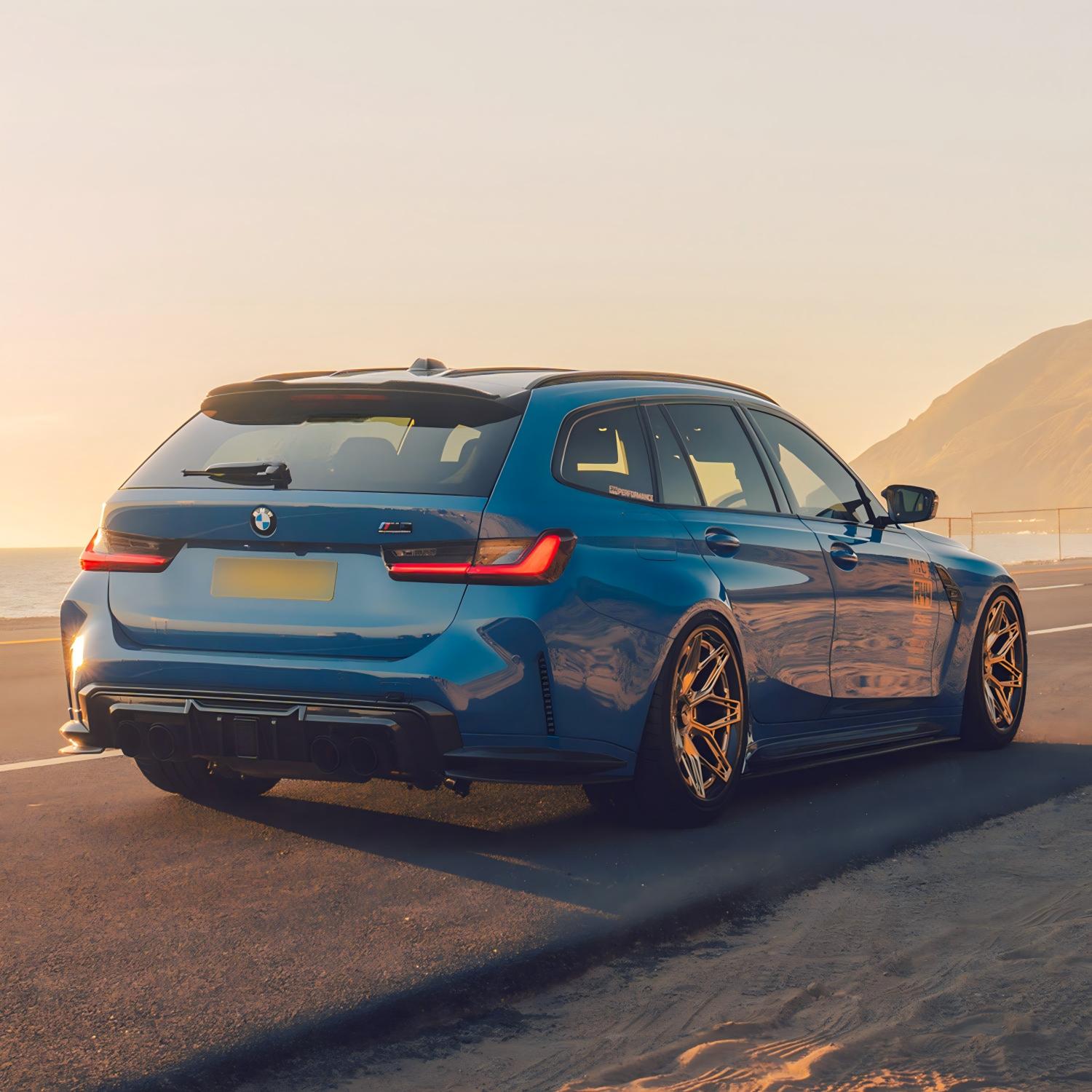 MHC+ BMW M3/M4 DF1 LED Rear Diffuser In Gloss Pre Preg Carbon Fibre (G80/G81/G82/G83)-CCO