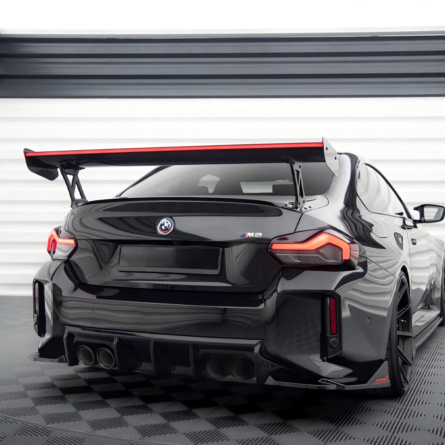 Maxton Design BMW M2 G87 Rear Wing In Gloss Carbon Fibre With Dynamic LED Light Bar (G87)-CCO
