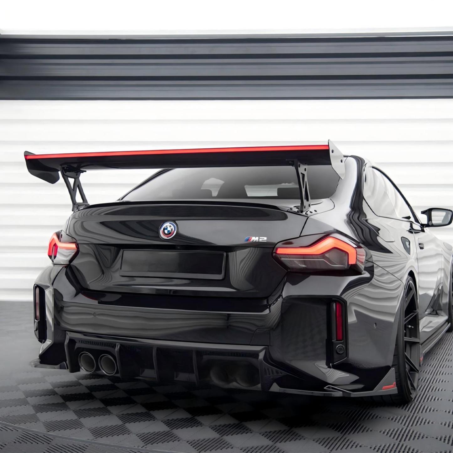Maxton Design BMW M2 G87 Rear Wing In Gloss Carbon Fibre With Dynamic LED Light Bar (G87)-CCO