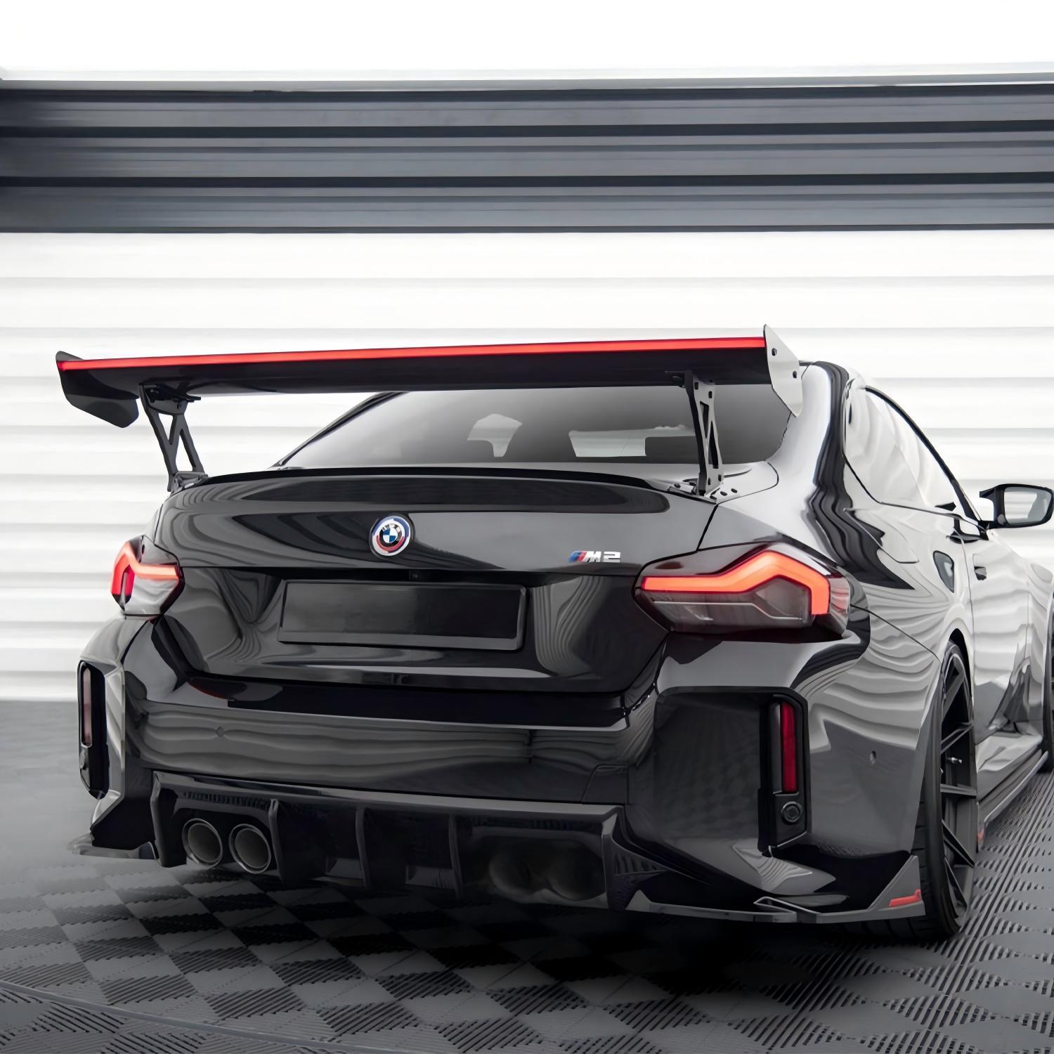 Maxton Design BMW M2 G87 Rear Wing In Gloss Carbon Fibre With Dynamic LED Light Bar (G87)-CCO
