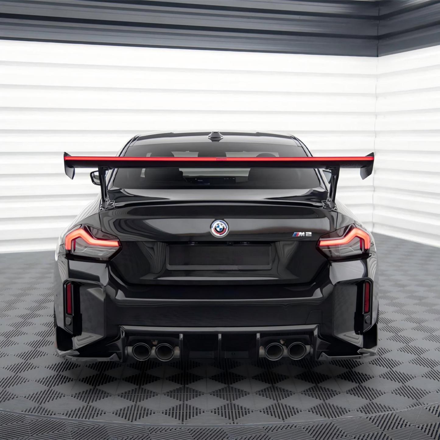 Maxton Design BMW M2 G87 Rear Wing In Gloss Carbon Fibre With Dynamic LED Light Bar (G87)-CCO