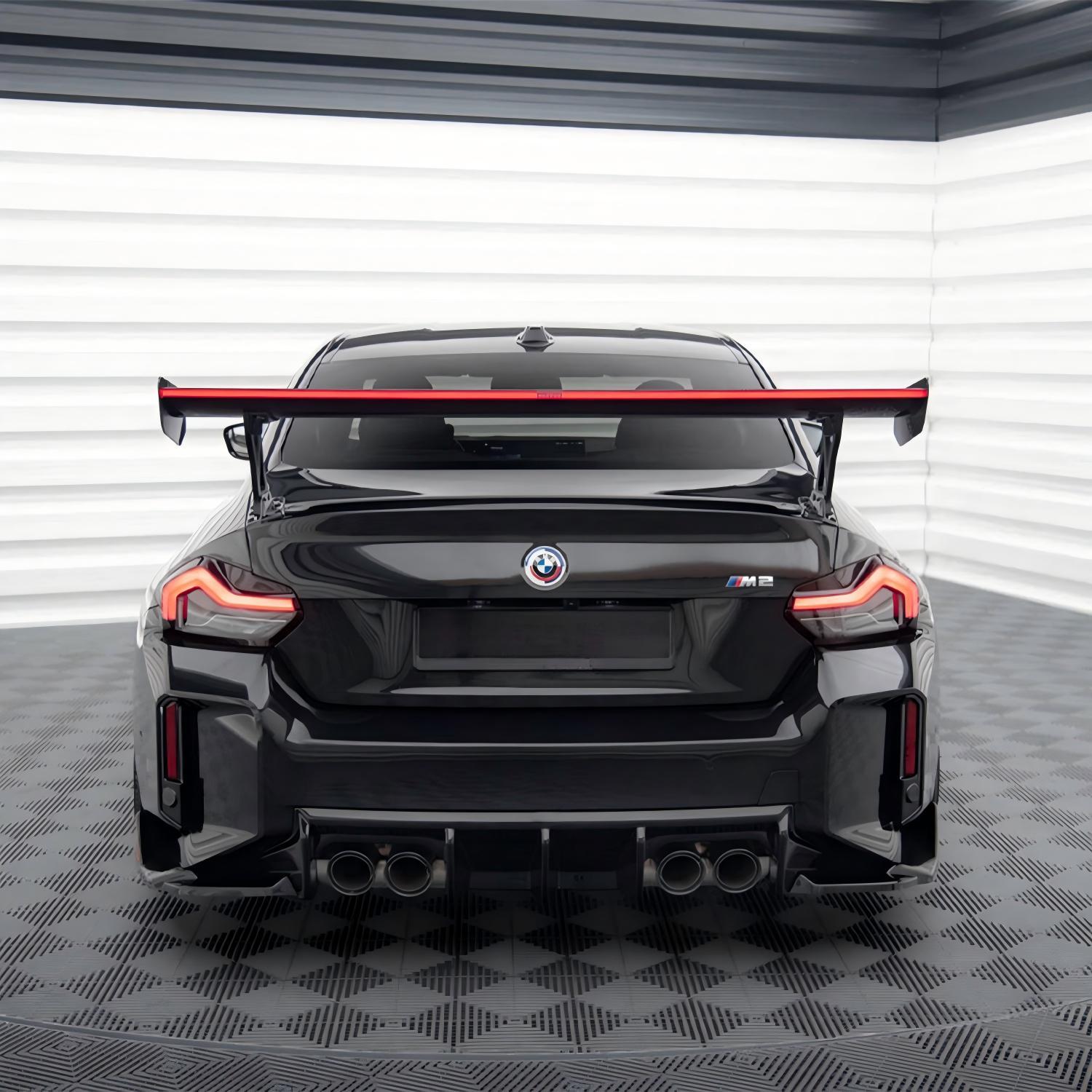 Maxton Design BMW M2 G87 Rear Wing In Gloss Carbon Fibre With Dynamic LED Light Bar (G87)-CCO