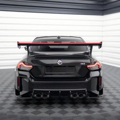 Maxton Design BMW M2 G87 Rear Wing In Gloss Carbon Fibre With Dynamic LED Light Bar (G87)-CCO
