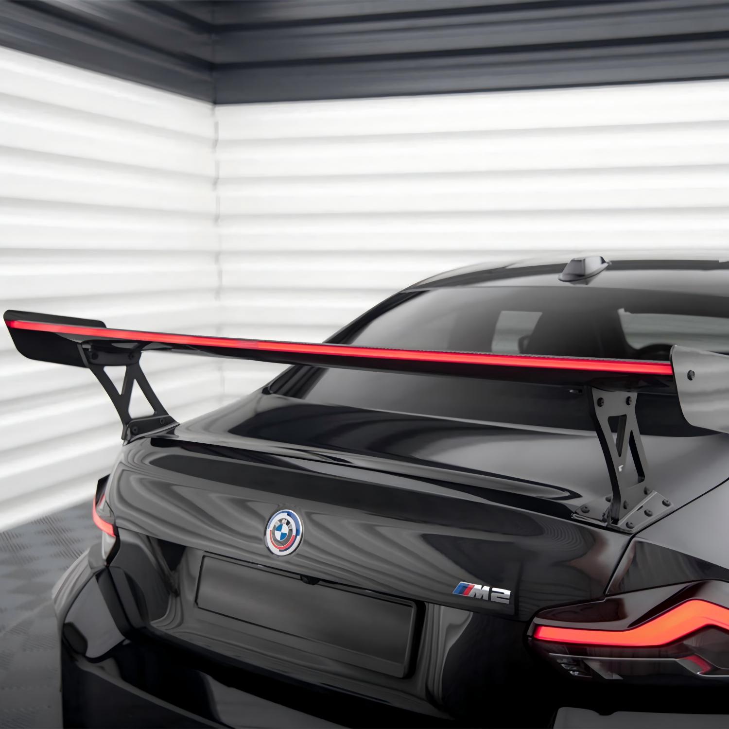 Maxton Design BMW M2 G87 Rear Wing In Gloss Carbon Fibre With Dynamic LED Light Bar (G87)-CCO