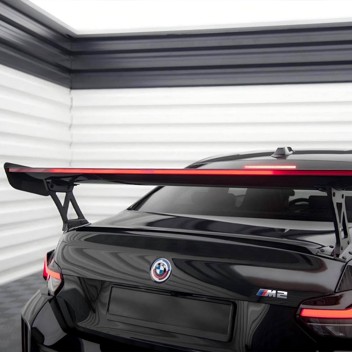 Maxton Design BMW M2 G87 Rear Wing In Gloss Carbon Fibre With Dynamic LED Light Bar (G87)-CCO