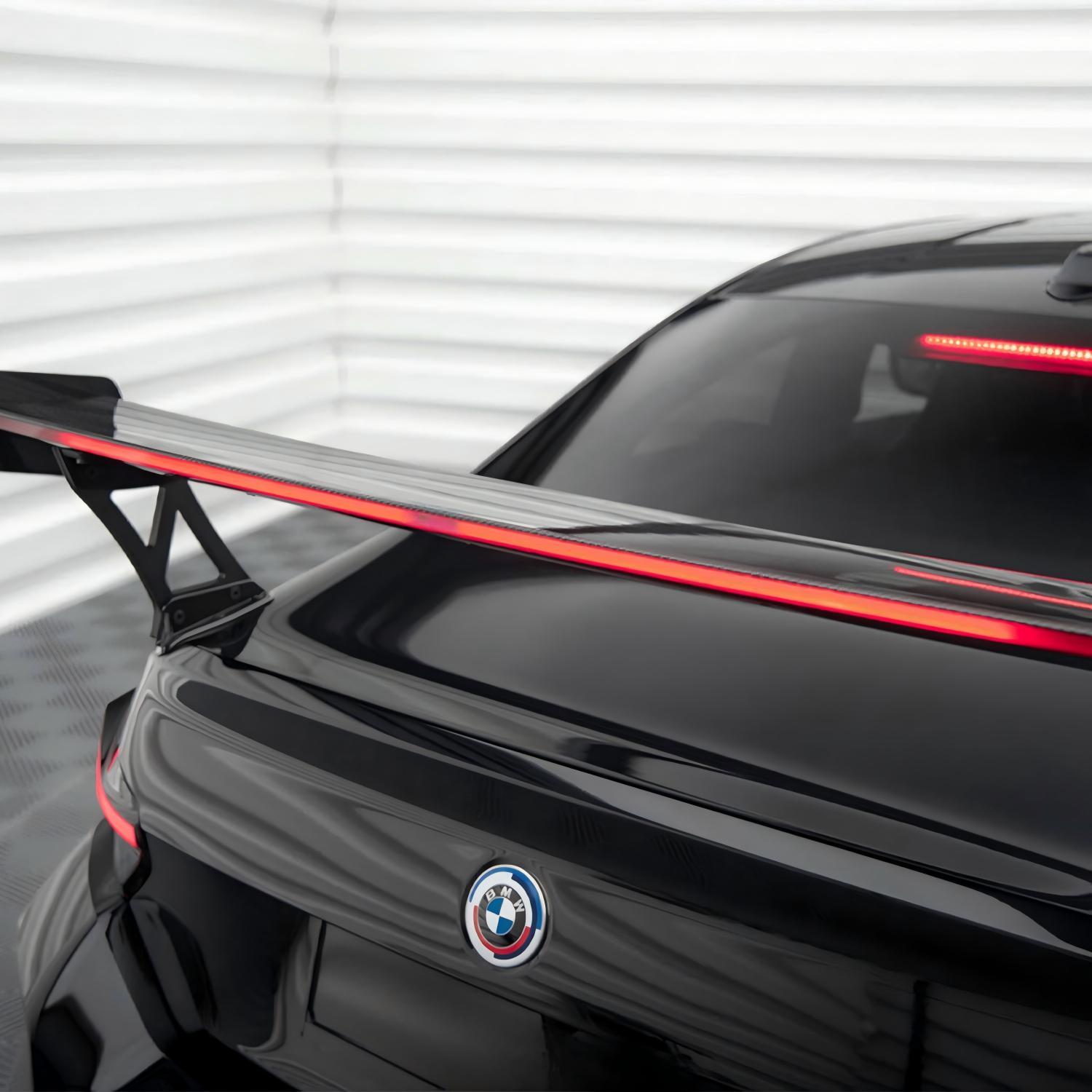 Maxton Design BMW M2 G87 Rear Wing In Gloss Carbon Fibre With Dynamic LED Light Bar (G87)-CCO