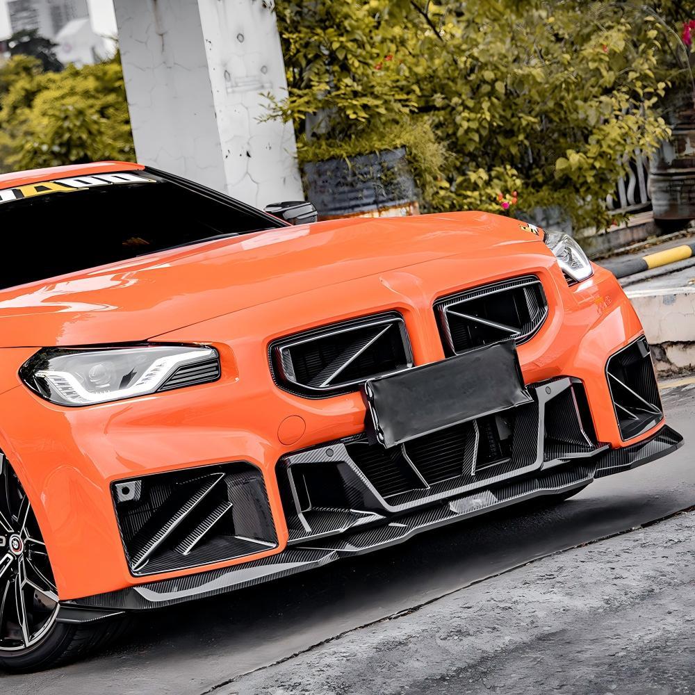 SooQoo BMW G87 M2 SQ-B Front Splitter In Gloss Carbon Fibre-CCO