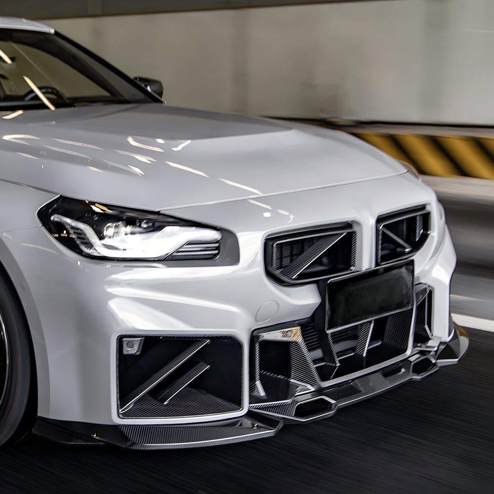 SooQoo BMW G87 M2 Ultra Aggressive Front Bumper Trim In Gloss Carbon Fibre-CCO