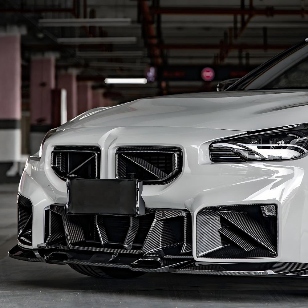 SooQoo BMW G87 M2 Ultra Aggressive Front Bumper Trim In Gloss Carbon Fibre-CCO