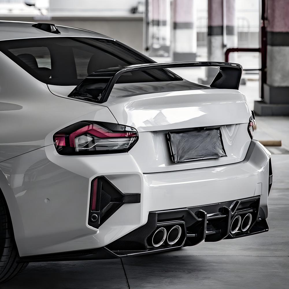 SooQoo BMW G87 M2 Rear Bumper Inserts In Gloss Carbon Fibre-CCO
