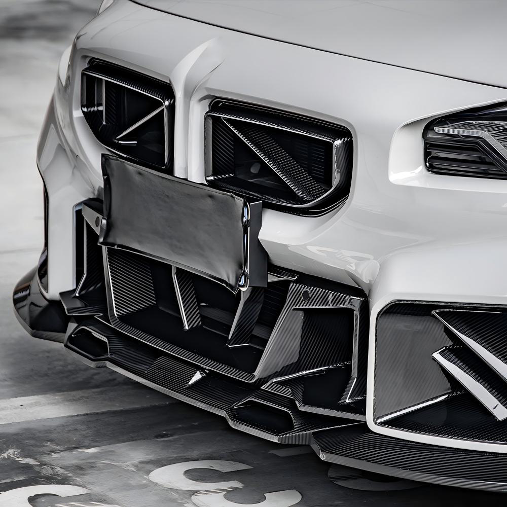 SooQoo BMW G87 M2 SQ-A Front Splitter In Gloss Carbon Fibre-CCO