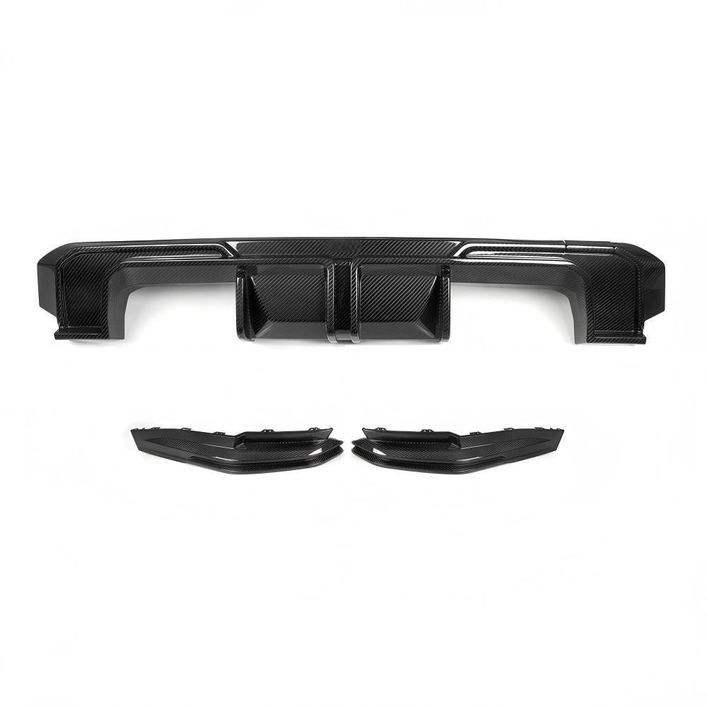 SooQoo BMW G80 & G81 M3 Rear Diffuser + Rear Splitters In Gloss Carbon Fibre-CCO