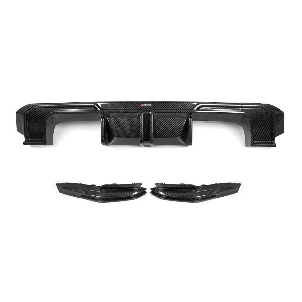 SooQoo BMW G82 & G83 M4 Rear Diffuser + Rear Splitters In Gloss Carbon Fibre-CCO