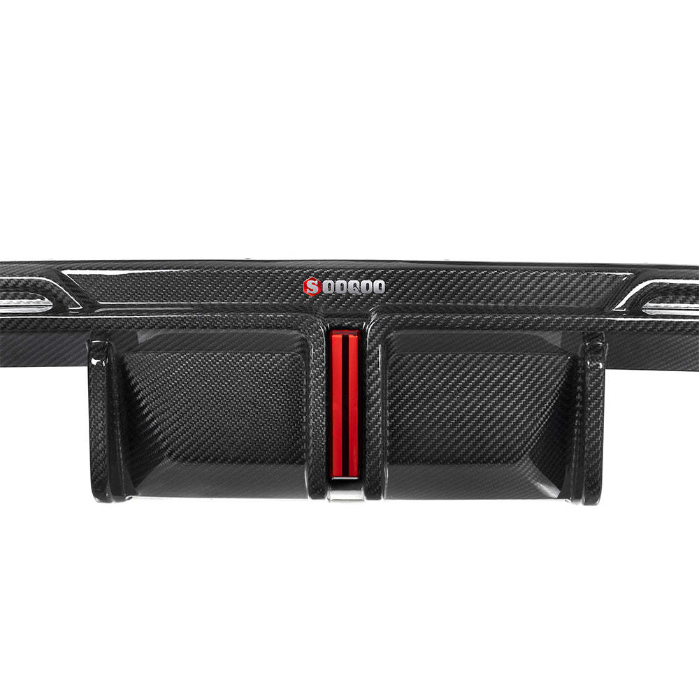 SooQoo BMW G82 & G83 M4 Rear Diffuser + Brake Light + Rear Splitters In Gloss Carbon Fibre-CCO