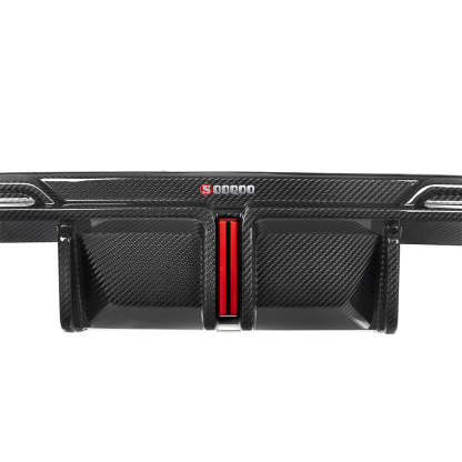 SooQoo BMW G82 & G83 M4 Rear Diffuser + Brake Light + Rear Splitters In Gloss Carbon Fibre-CCO